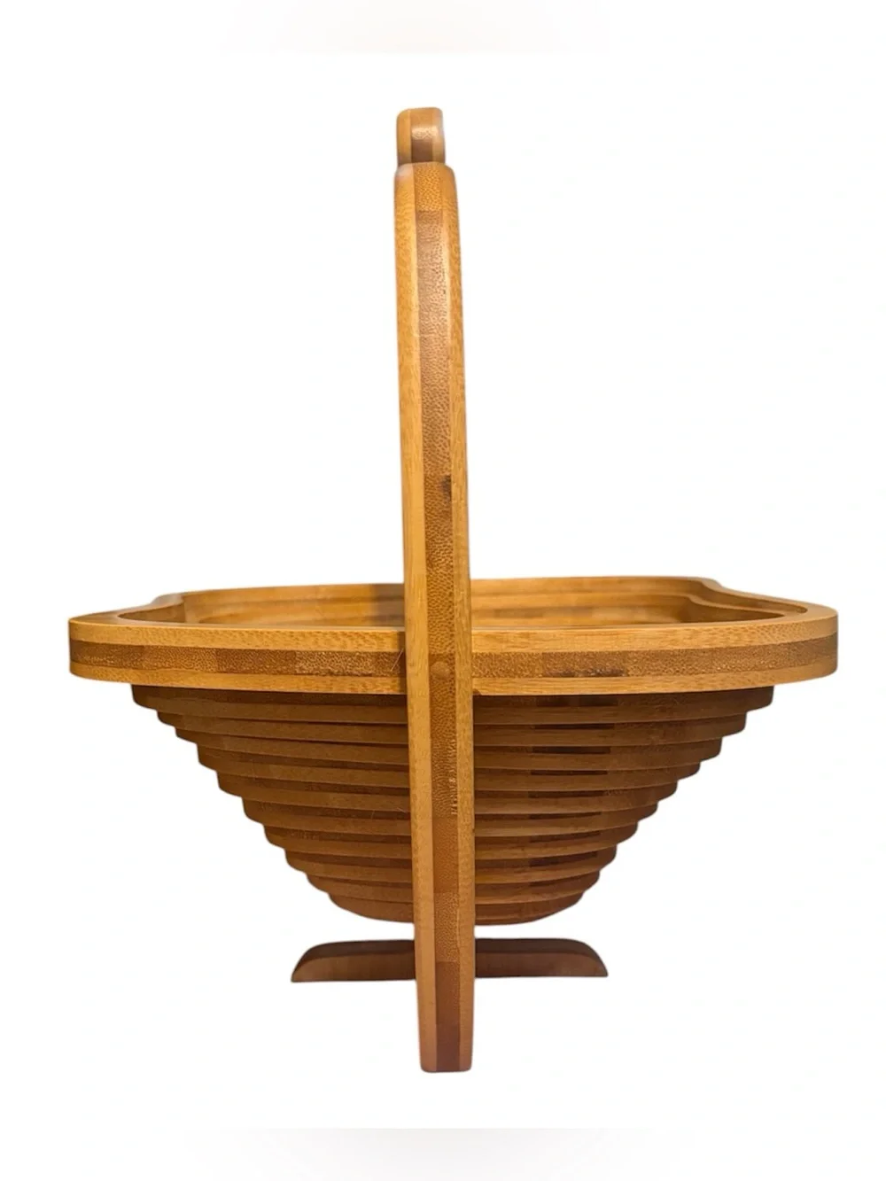 Wooden Apple-Shaped Fruit Basket - Natural Bamboo